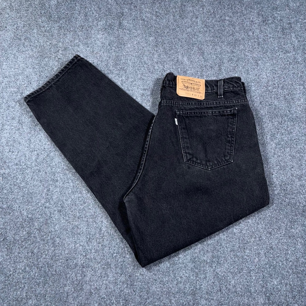 VTG '97 Levis Relaxed Straight Leg Jeans Men 40x30 Black 550‎ Style White Tab